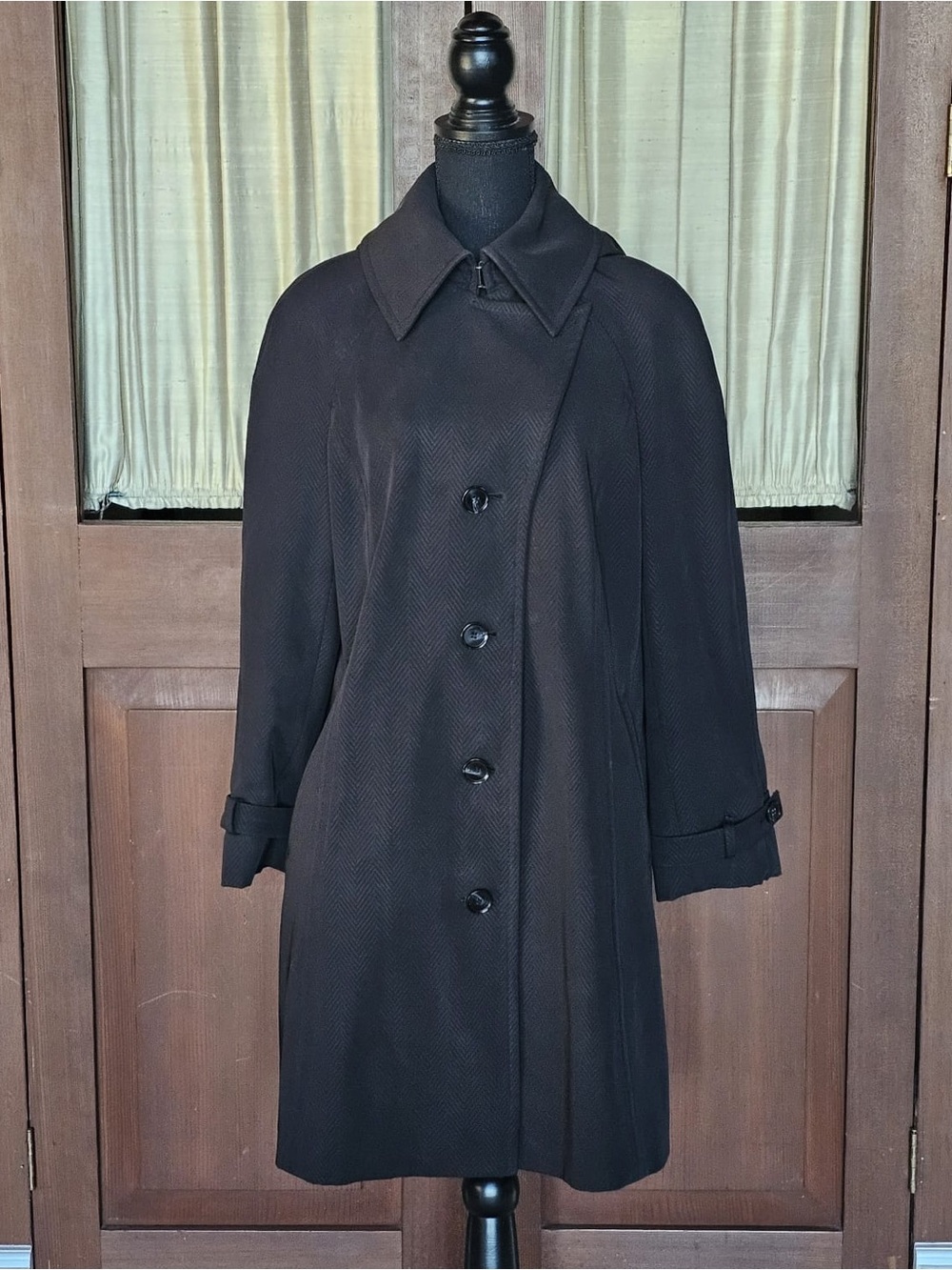 Hilary Radley Black Single-Breasted Trench Coat